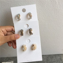 韩国东大门代购同款设计水晶耳环C型百搭耳针女 碎石精致耳环