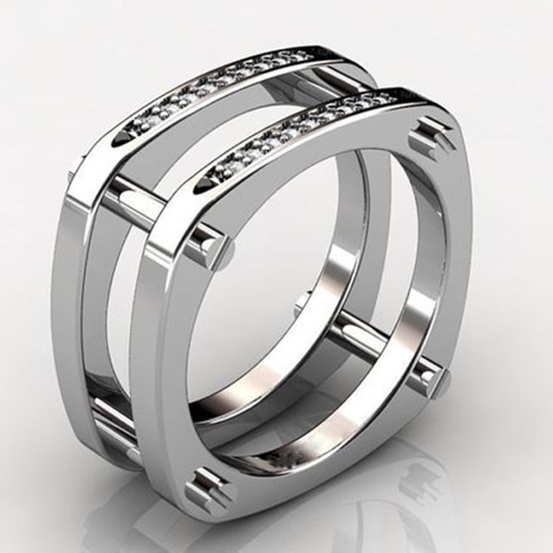 Retro Color Block Waves Alloy Inlay Artificial Gemstones Unisex Rings