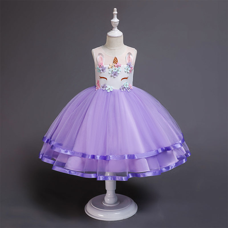 歐美童裝獨角獸裙子 2019夏季新款女童背心連衣裙兒童公主禮服