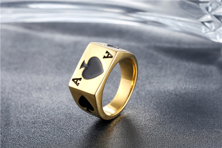 Rings Classification 1 Piece Quantity Holiday, Daily Occasion Retro Poker Titanium Steel Men's Rings