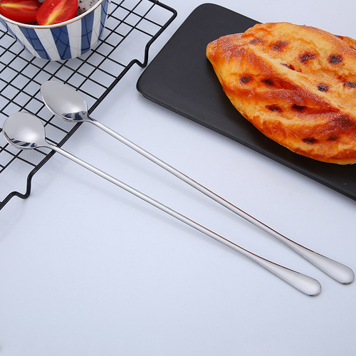 430 stainless steel extended handle ice spoon milk tea spoon dessert spoon bar spoon coffee stirring spoon hotel supplies