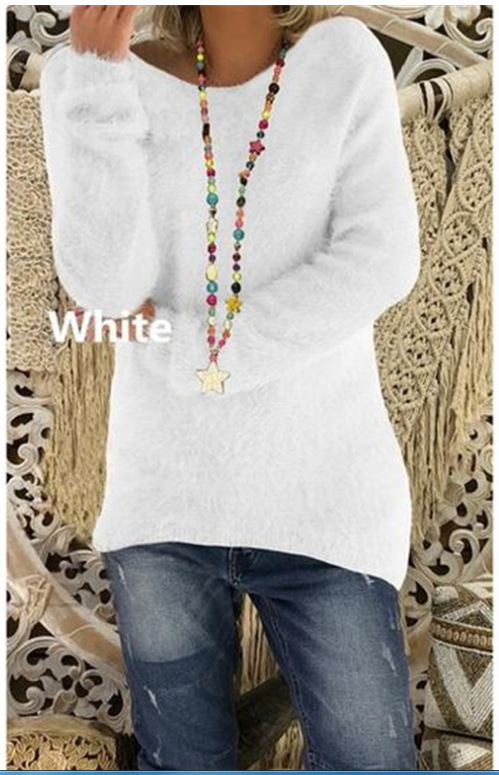 Pull surdimensionné à manches longues pour femme – Pull doux et chaud de couleur unie (noir/vert/rouge/jaune, S-5XL)_voghion.com