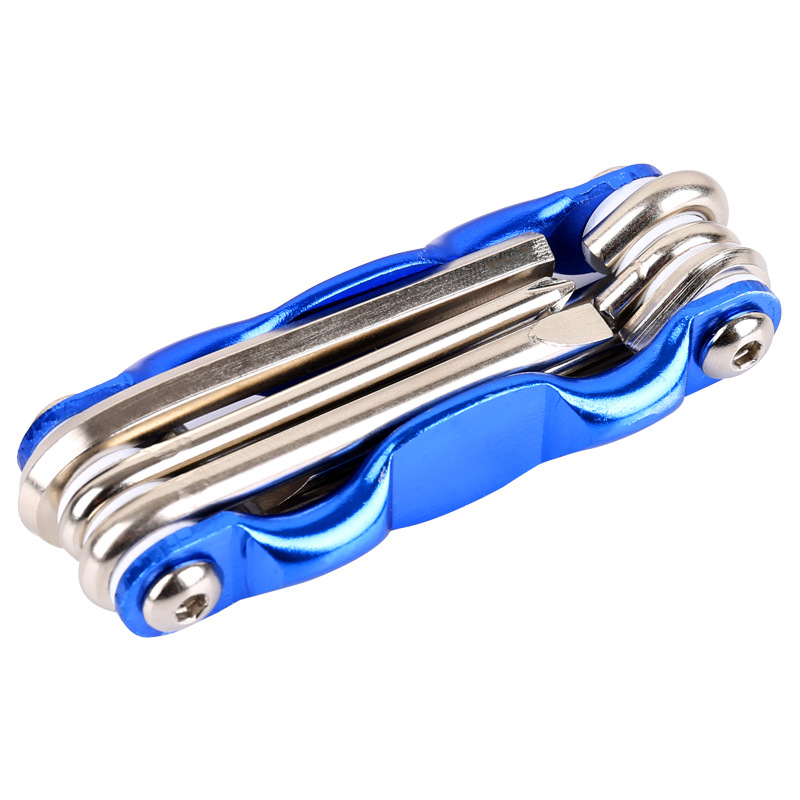 Combinaison d'outils multifonctions six en un pour vélo avec tournevis hexagonal interne et externe_voghion.com
