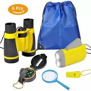 Cross-border foreign trade children's outdoor adventure set with binoculars flashlight compass magnifying glass whistle