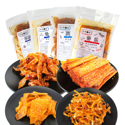 七年二班网红辣片大刀肉网红辣丝老式大辣片辣条豆皮豆卷|ms