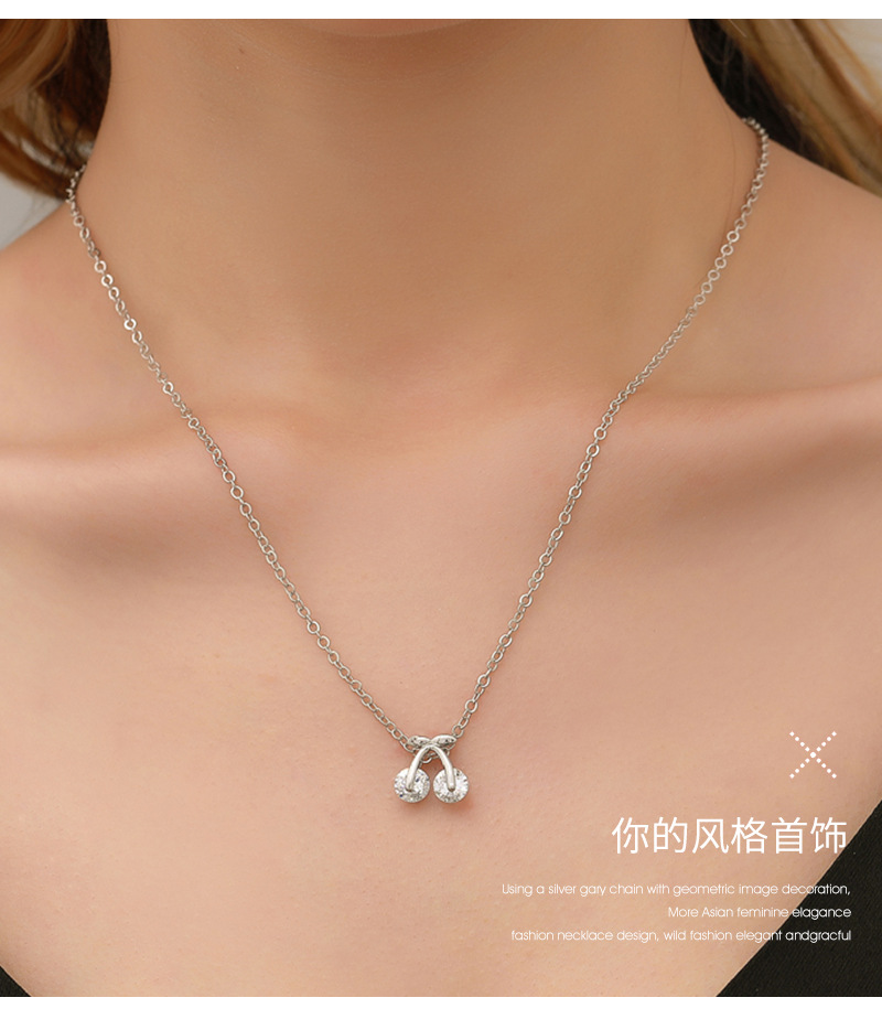 Zircon Cherry Pendant Necklace Clavicle Chain Fashion Short Necklace Wholesale display picture 2