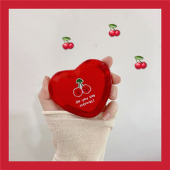 Korean style ins cute cherry heart-shaped mini mirror for makeup makeup double-sided portable mirror