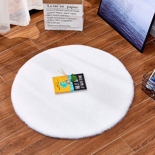 Manufacturer wholesale faux rabbit hair carpet living room bedroom coffee table bed side round rug entryway foot mat short plush