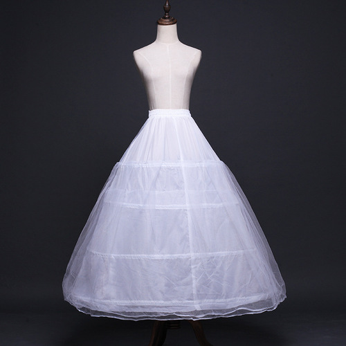 Bridal Wedding Dress Full-Length Petticoat with 3 Steel Hoops, Elastic Lining Accessories, and Fluffy Skirt—Wholesale Price