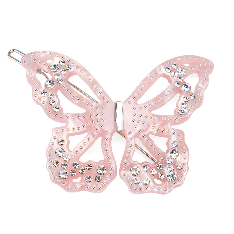 Fashion Butterfly Acetic acid sheets Rhinestone Hollow Out Hair Clip3