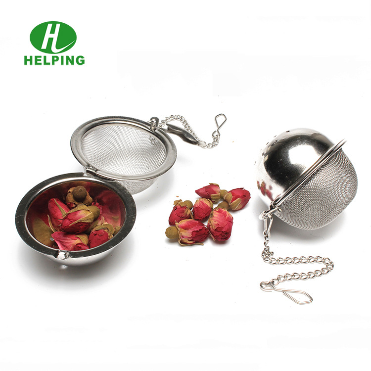 Infusor de té en forma de pelota con cadena, acero inoxidable 304, filtro de cocina para té o sopas