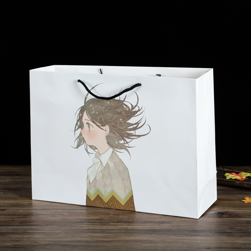 手提纸袋彩印logo 白卡纸礼品袋印刷 服装购物纸袋包装袋手提