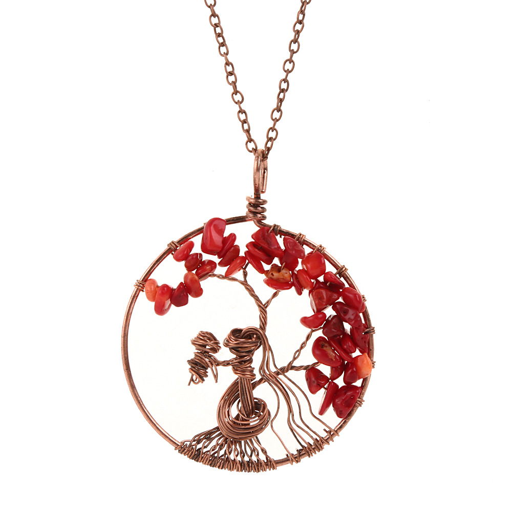 Fashion Tree Alloy Plating Natural Stone Pendant Necklace 1 Piece