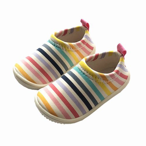 Japanese single spring and autumn new kindergarten baby toddler shoes children's elastic canvas shoes one-legged boys' and girls' shoes