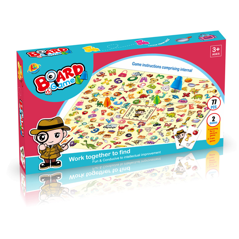 Niños Qizhi tren ajedrez memoria juego inglés juego de mesa juguete 2 en 1 Juego de mesa