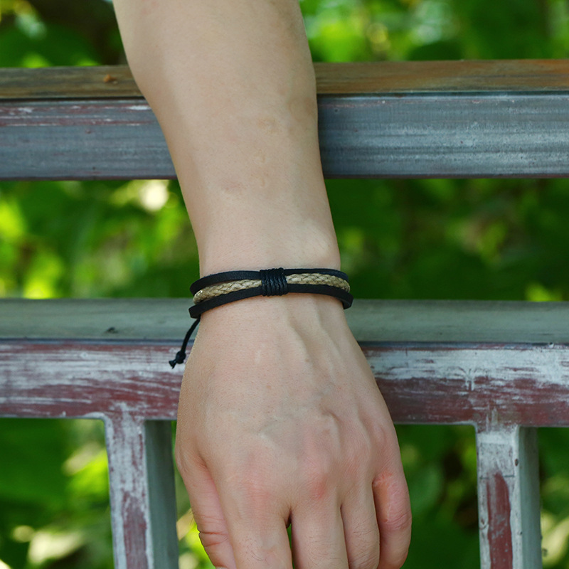 Vintage woven leather bracelet simple men and women jewelry bracelet
