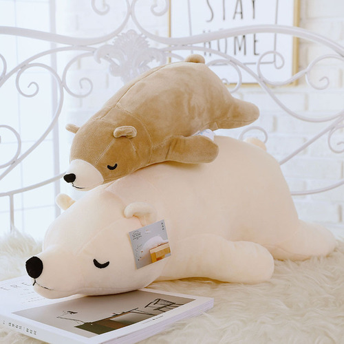 Lying style polar bear doll soft clothing style huggable bear plush toy pillow children sleeping gift wholesale