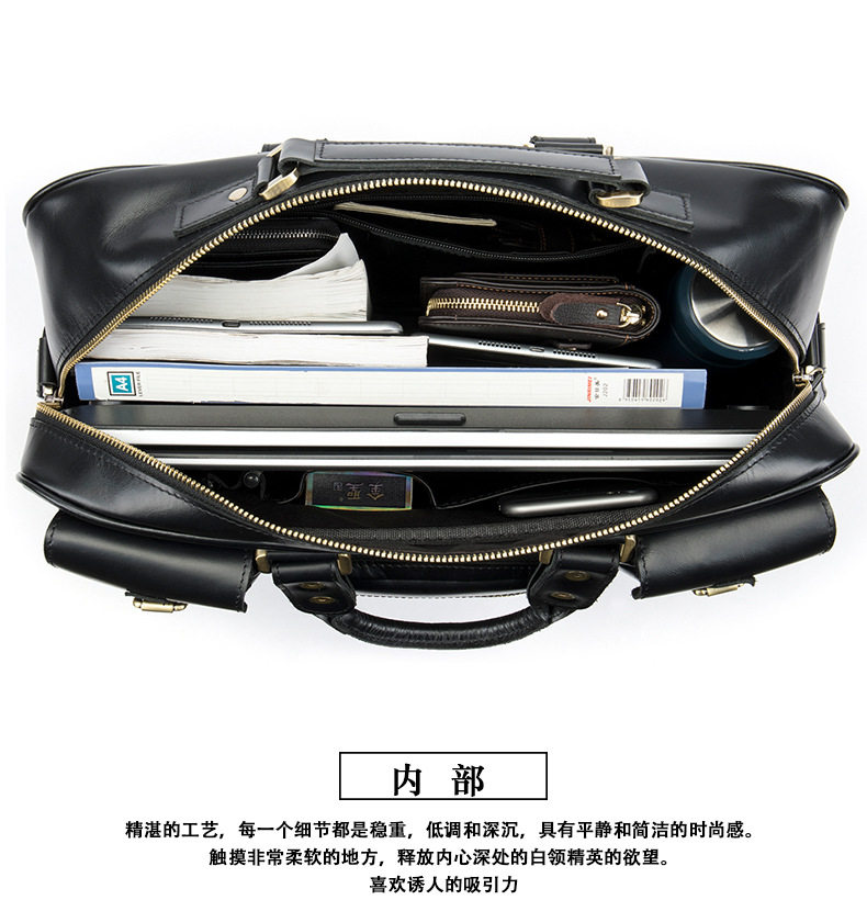Túi du lịch nam da bò thật cổ điển Âu Mỹ dung tích lớn 42×13×30 cm — Cà phê, Màu nâu, Đỏ rượu chi tiết 31