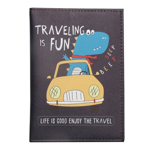 Cartoon dinosaur crocodile passport book imitation leather printed passport cover travel document storage bag card holder card holder