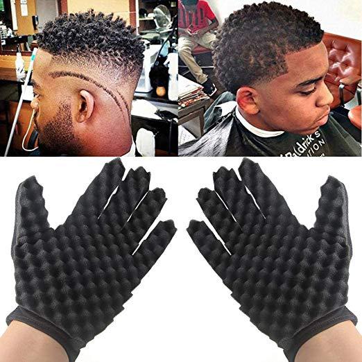 Esponja herramienta de limpieza guantes de pelo rizado negro guantes de modelado esponja de pelo rizado herramientas de peluquería guantes de esponja