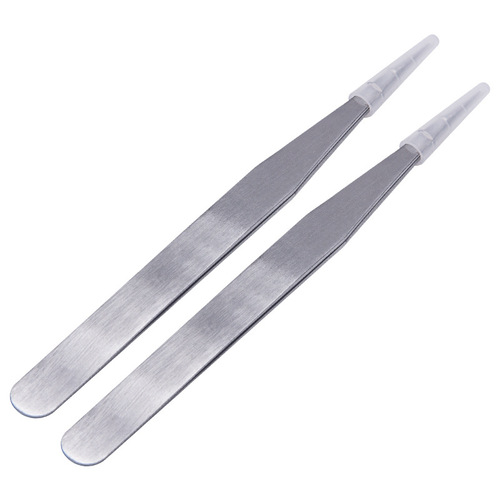 Round edge stainless steel tweezers 1.5 thick silver straight elbow disassembly machine bird's nest hair grafting eyelashes canvas set beauty