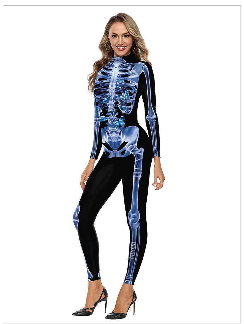 women s Skull Frame 3D Digital Printing Jumpsuit nihaostyles wholesale halloween costumes NSNDB78800