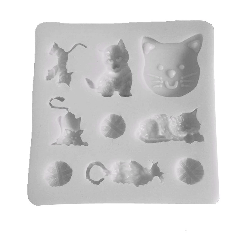 Объёмный силиконовый молд для фонданта, акриловые украшения, 3D формат, котёнок, кошка