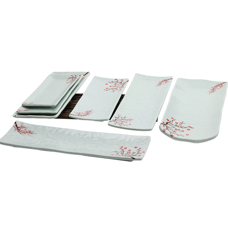 A5 Snow Night Red Rectangular Plate Hotel Plate Irregular Plate Melamine Imitation Plate Dish Plastic Drop