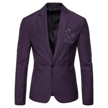 2021亚马逊春季新款刺绣小西服男士青年商务正装休闲西装外套X05