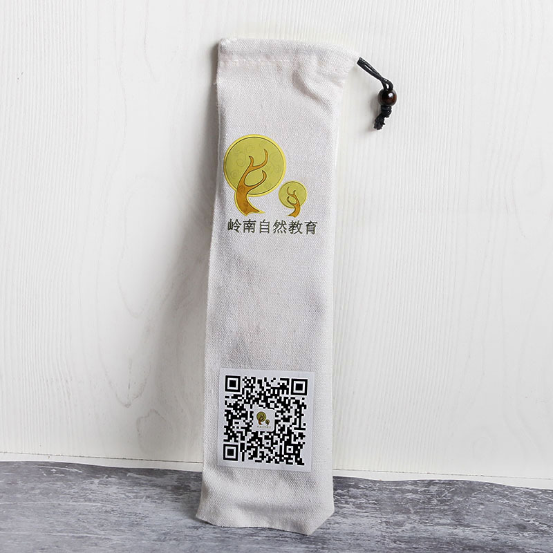 纯白色束口帆布袋 可印刷LOGO 筷叉勺餐具文具套装礼物收纳袋