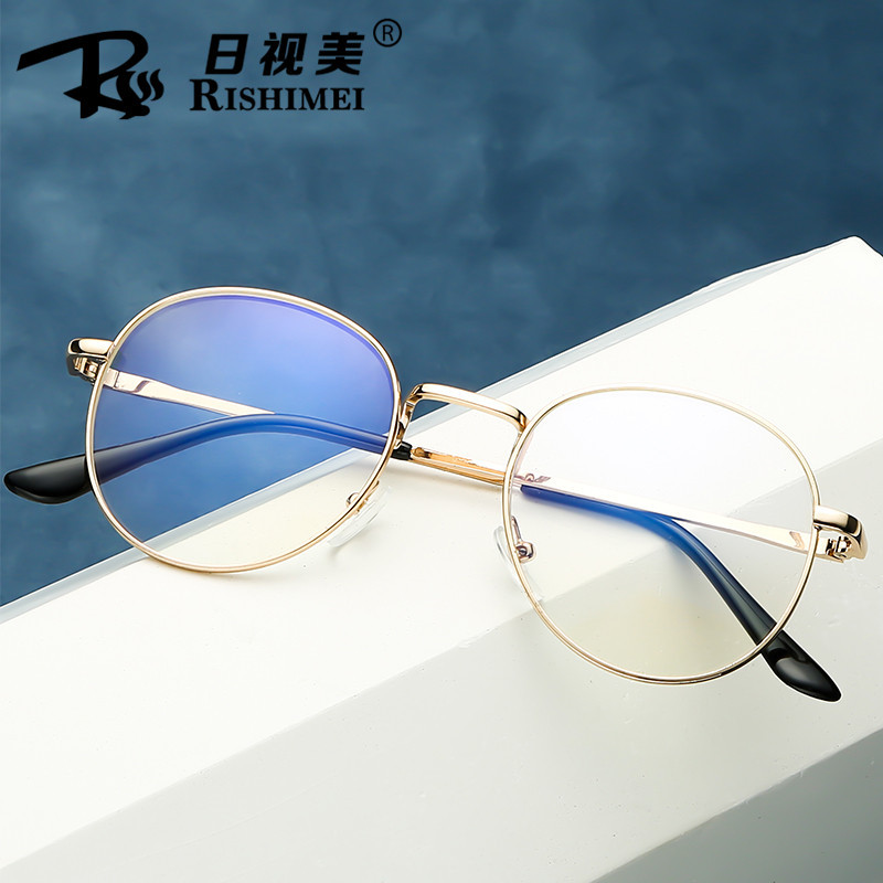 gold Lay Same item glasses Metal Retro Plain glasses Korean Edition Fashion men and women Blue light glasses wholesale