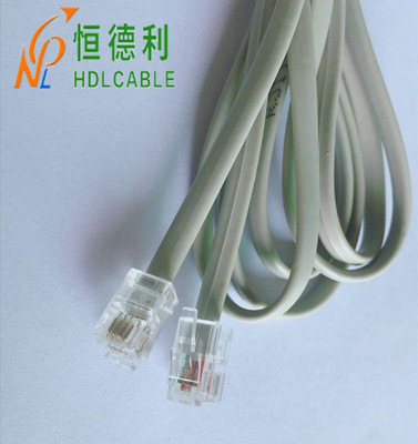 4芯純銅電話線廠家促銷批發 1.8米帶水晶頭4p4c扁平RJ11電話跳線