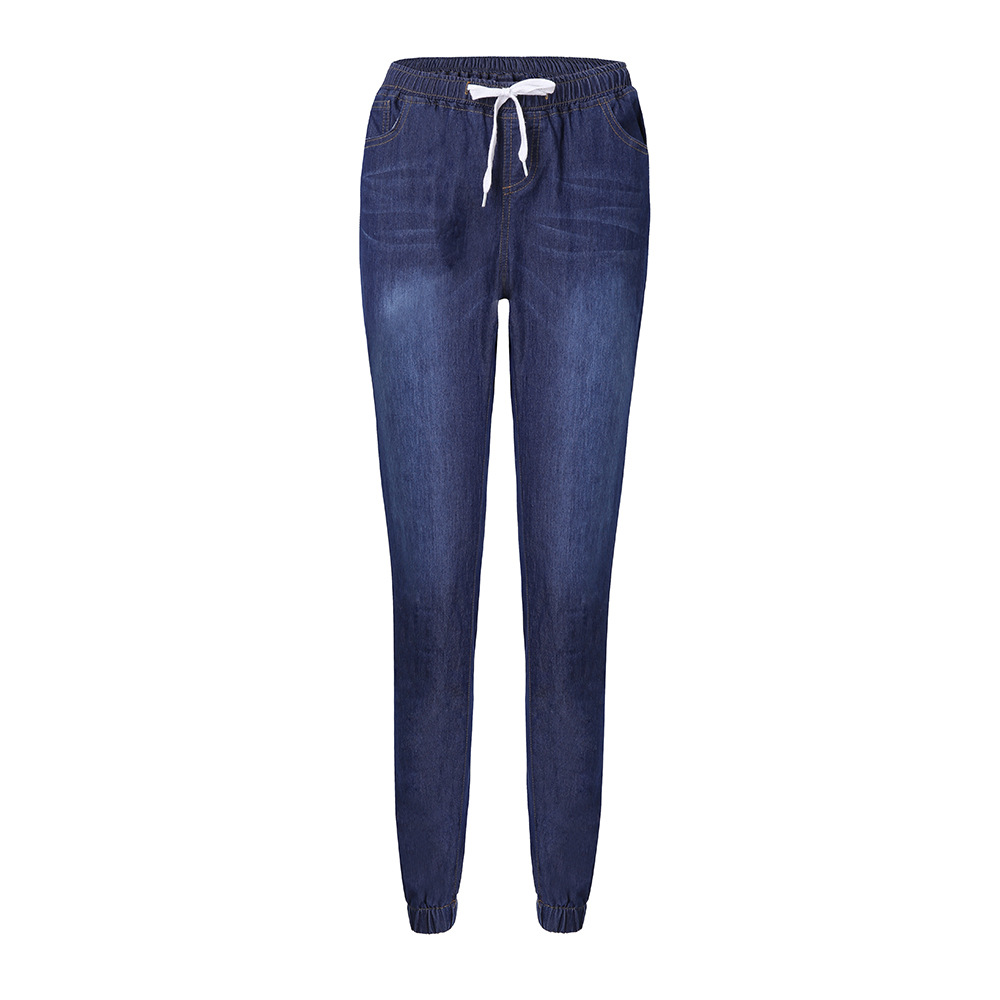 Women's Jeans Lace-up Washed Feet Lantern Denim Trousers Women