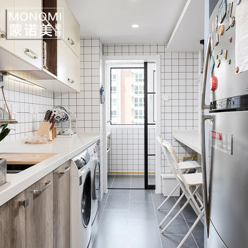 Foshan tiles Nordic small white brick bread tiles bathroom wall tiles kitchen bathroom toilet tiles glazed tiles