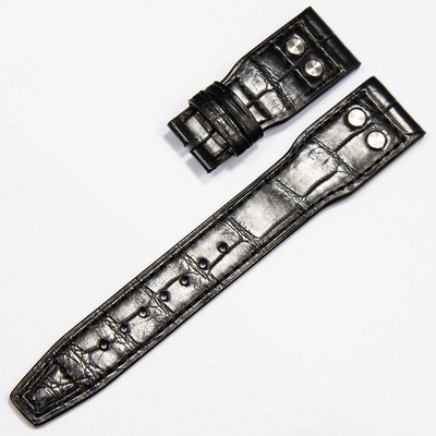 真皮手表带 美洲鳄鱼皮适配大型飞行员系列表带折叠扣针扣22mm|ru