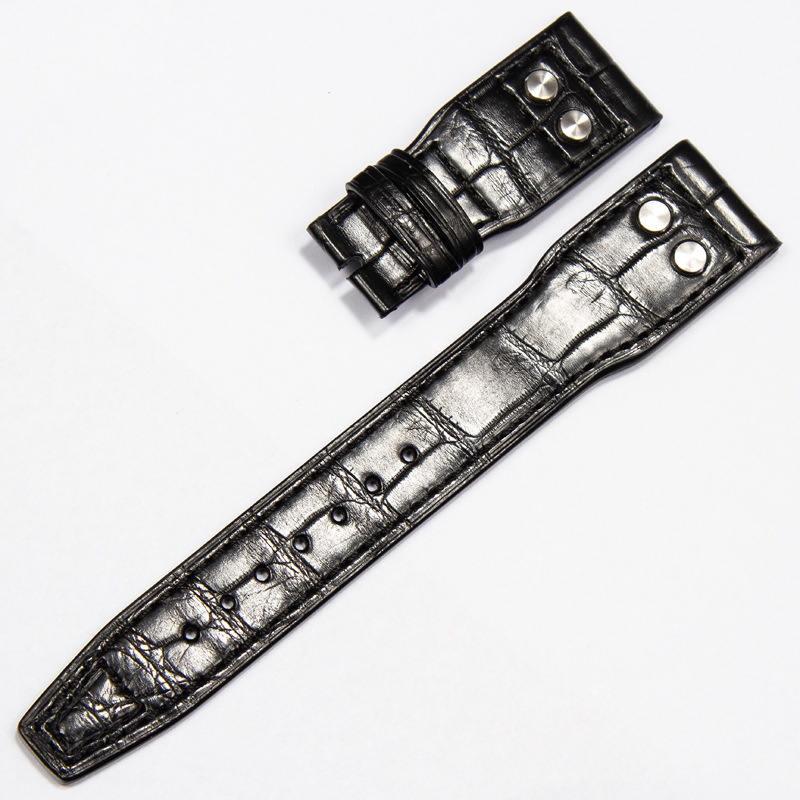 真皮手表带 美洲鳄鱼皮适配大型飞行员系列表带折叠扣针扣22mm|ru