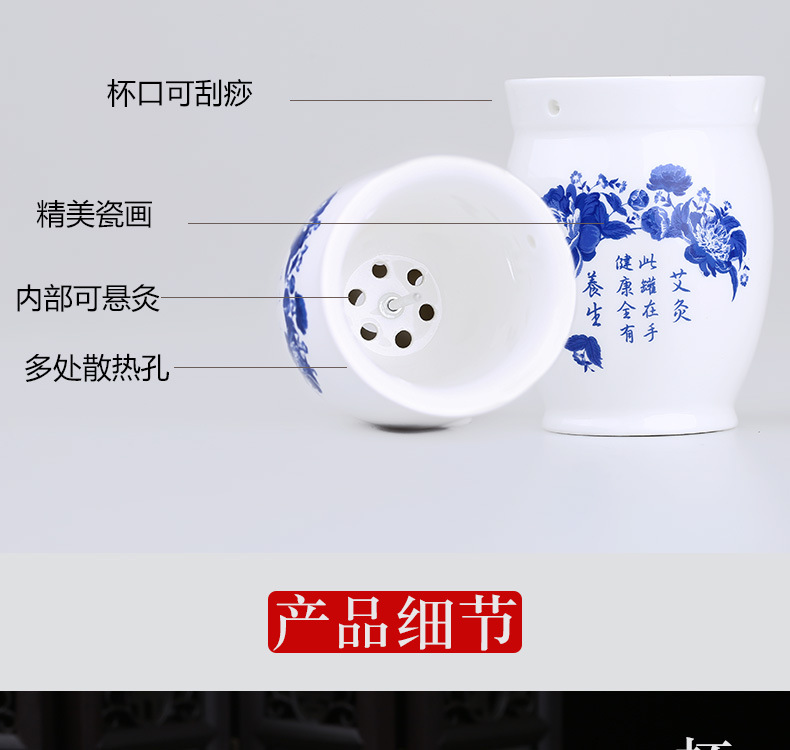 Ceramic Moxibustion Cup Gua Sha Tool Double Layer Warming Massage Device for Home Wellness specifications