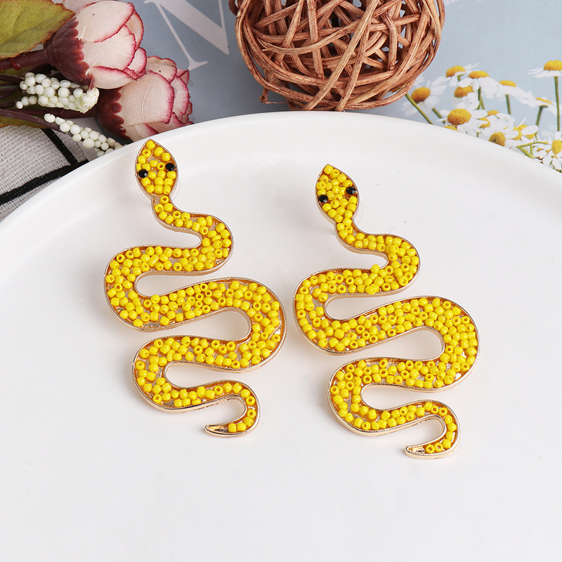 New Snake Earring Fashionable Wild Bead Earrings display picture 6