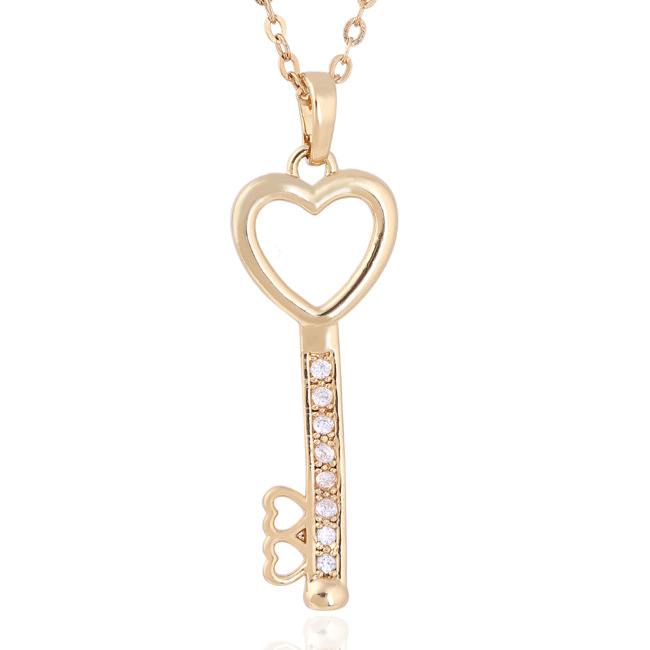 Brand copper necklace for keys with zircon