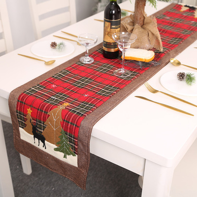 Tablecloth table cloth table cover Christmas Plaid table flag elk tree table mat cm mat accessories pin