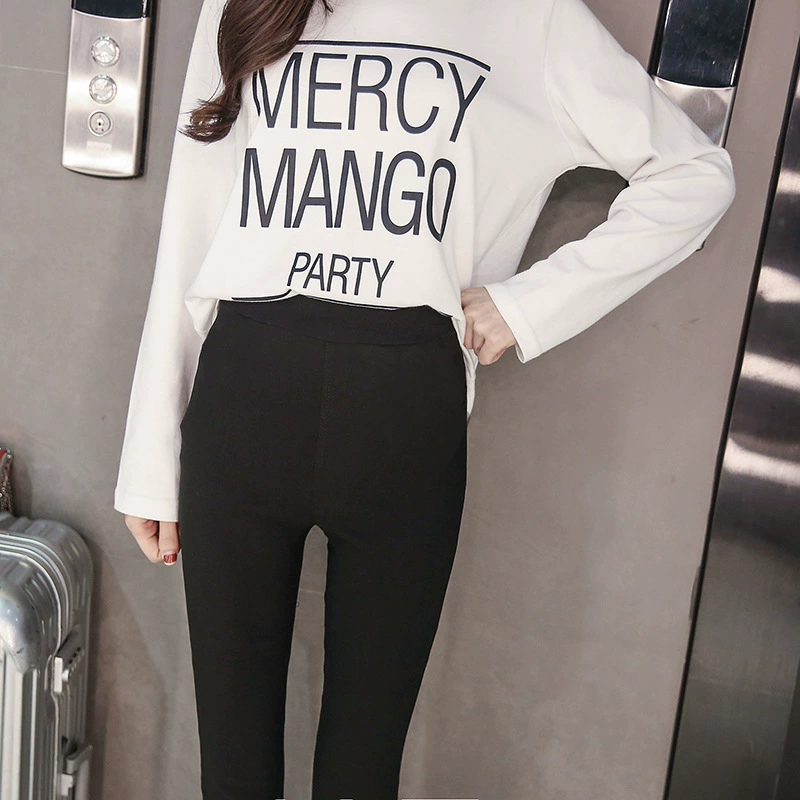 Black leggings, autumn thin trousers, 2022 collection, fitted