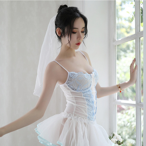 Night beautiful sexy lingerie sexy lace underwire push-up see-through backless suspender nightgown foreign trade dropshipping