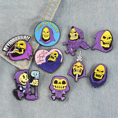 Punk Retro Oil Cartoon Creative Skull Head Magician Smiling Funny Enamel Alloy Pin Badge