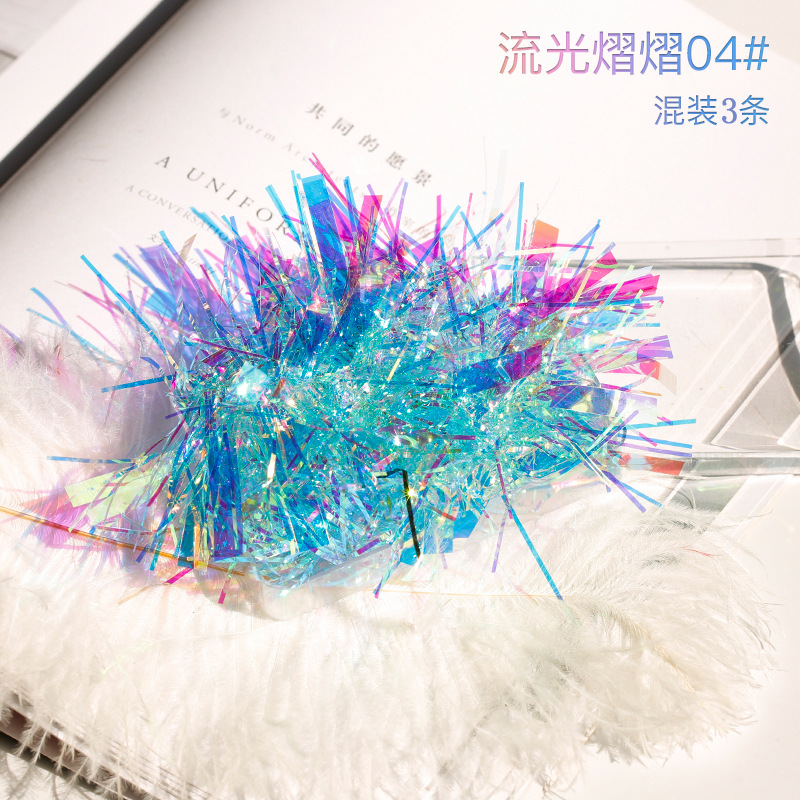 Japonés popular celofán arte del clavo de la aurora caramelo mágico colorido láser irregular etiqueta engomada del clavo fragmento decorativo