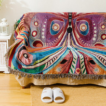 现代简约田园蝴蝶图案全盖防尘沙发毯软地毯装饰全盖装饰沙发巾