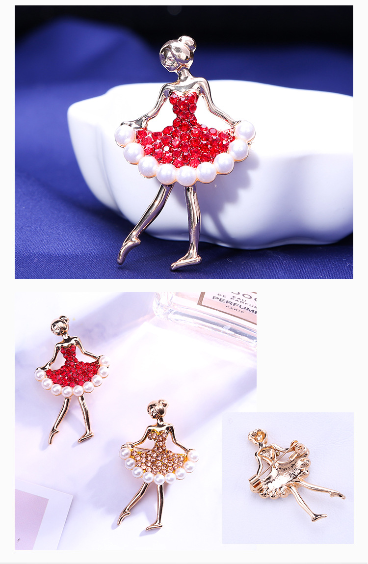 Fashion Alloy Dance Girl Rhinestone Brooch