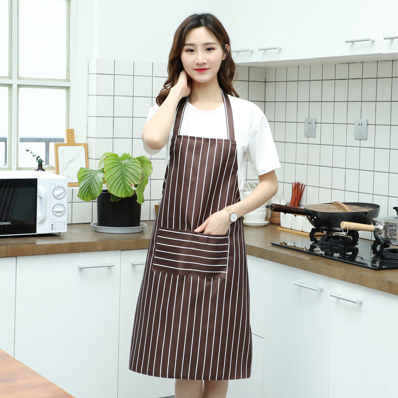 한국풍 컬러 세로줄 민소매 어깨끈 방수 오염방지 주방 식당 요리사 앞치마