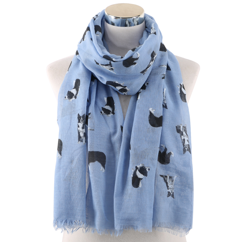 Polyester Material Dog Pattern Spring, Autumn Season Women's Streetwear Dog Polyester Printing Scarf