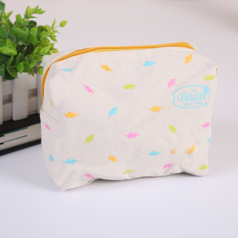 简约便携帆布化妆包 旅行收纳整理帆布袋定制logo 可爱洗漱包定做