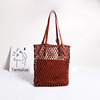 Same item Woven bag 2019 new pattern One shoulder portable Seaside on vacation Hollow Woven bag Beach Bag Straw bag